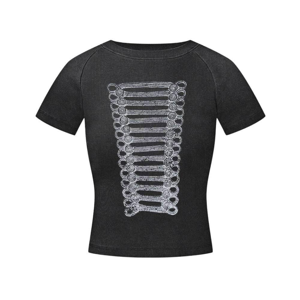 Retro Street Washed Graphic Cropped T-Shirt