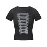 Retro Street Washed Graphic Cropped T-Shirt