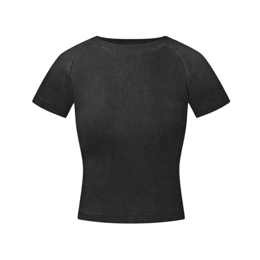 Retro Street Washed Graphic Cropped T-Shirt