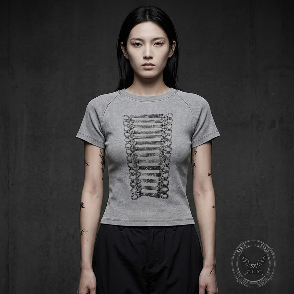 Retro Street Washed Graphic Cropped T-Shirt | Gthic.com