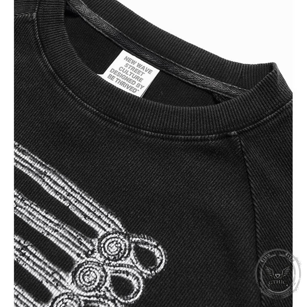 Retro Street Washed Graphic Cropped T-Shirt