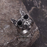 Retro Sunglasses Puppy Drip Glue Stainless Steel Ring | Gthic.com