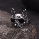 Retro Sunglasses Puppy Drip Glue Stainless Steel Ring | Gthic.com