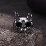 Retro Sunglasses Puppy Drip Glue Stainless Steel Ring