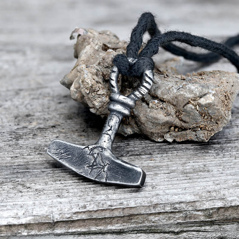 Retro Thor's Hammer Stainless Steel Viking Pendant | Gthic.com
