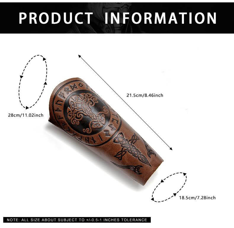 Retro Tree of Life Embossed Knight PU Leather Bracers