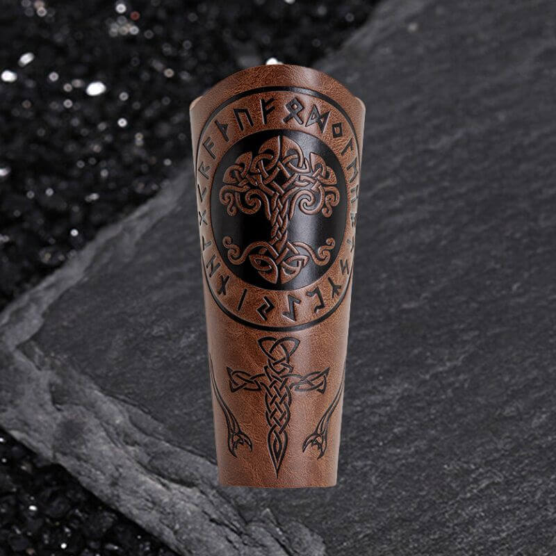 Retro Tree of Life Embossed Knight PU Leather Bracers