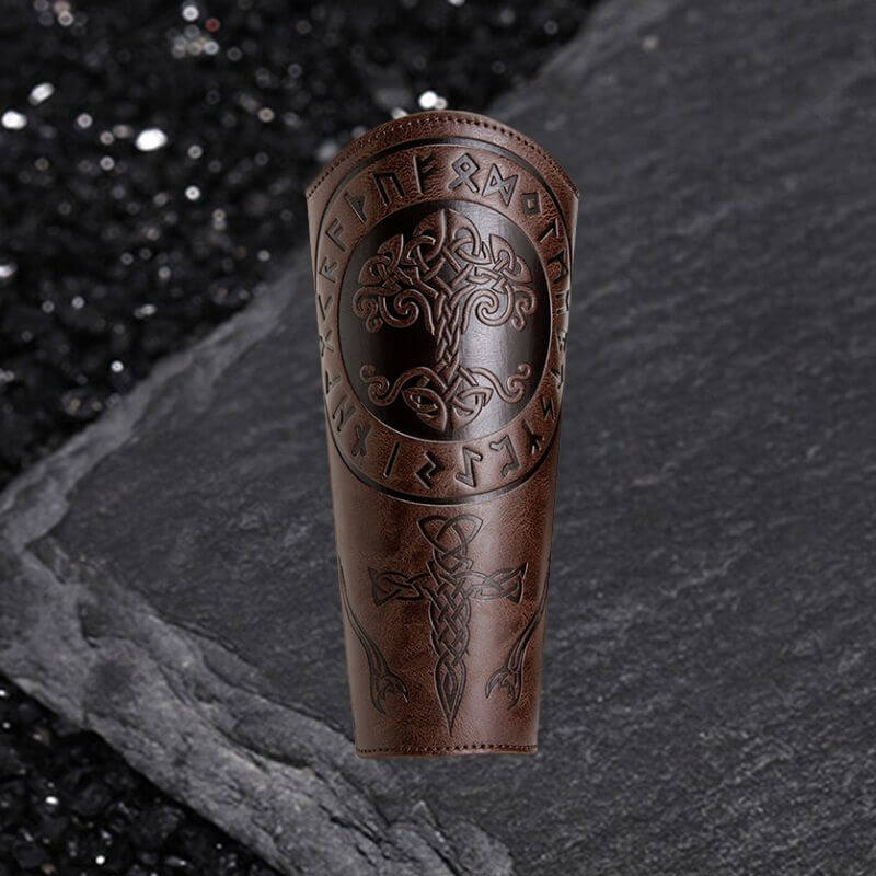 Retro Tree of Life Embossed Knight PU Leather Bracers