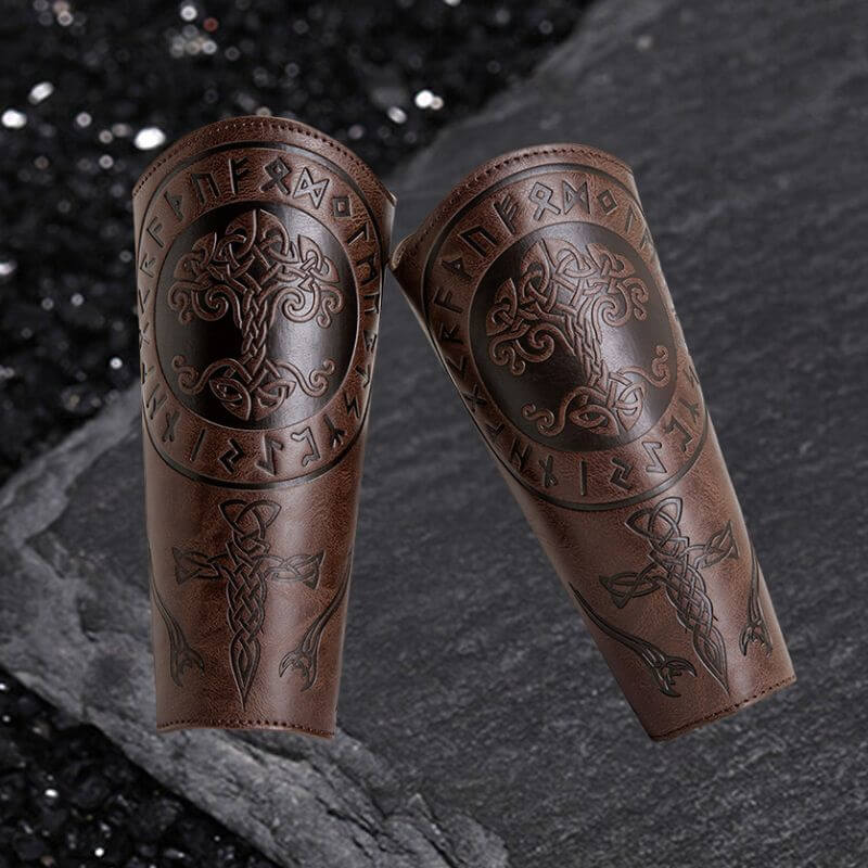 Retro Tree of Life Embossed Knight PU Leather Bracers
