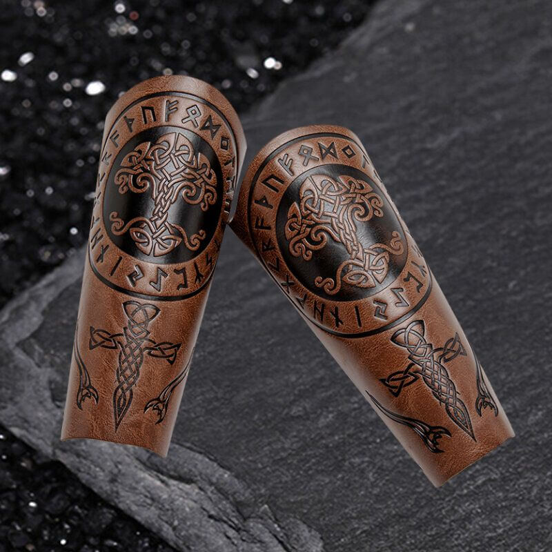 Retro Tree of Life Embossed Knight PU Leather Bracers