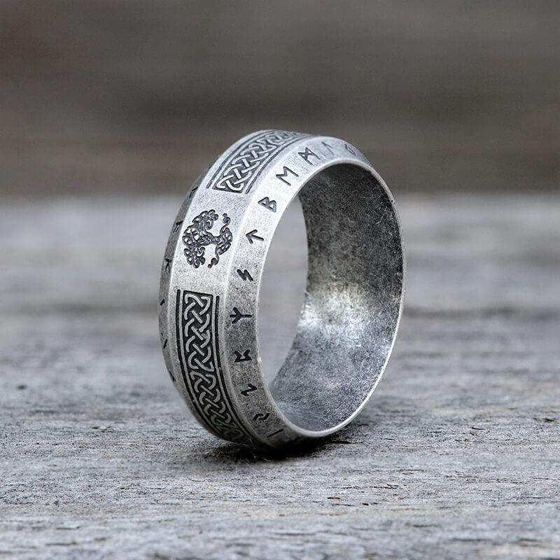 Retro Tree Of Life Knot Stainless Steel Viking Ring | Gthic.com