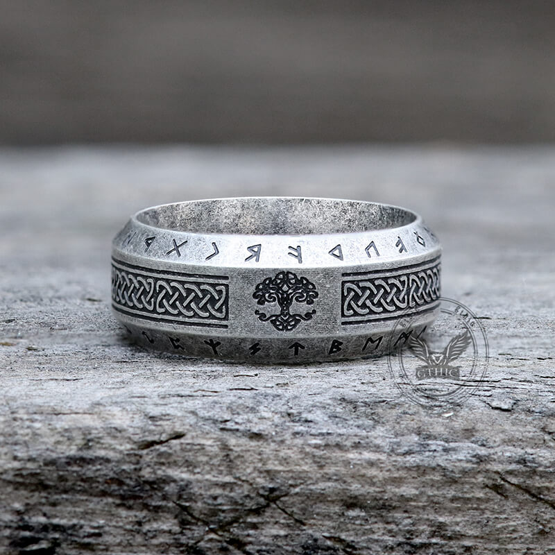 Retro Tree Of Life Knot Stainless Steel Viking Ring | Gthic.com