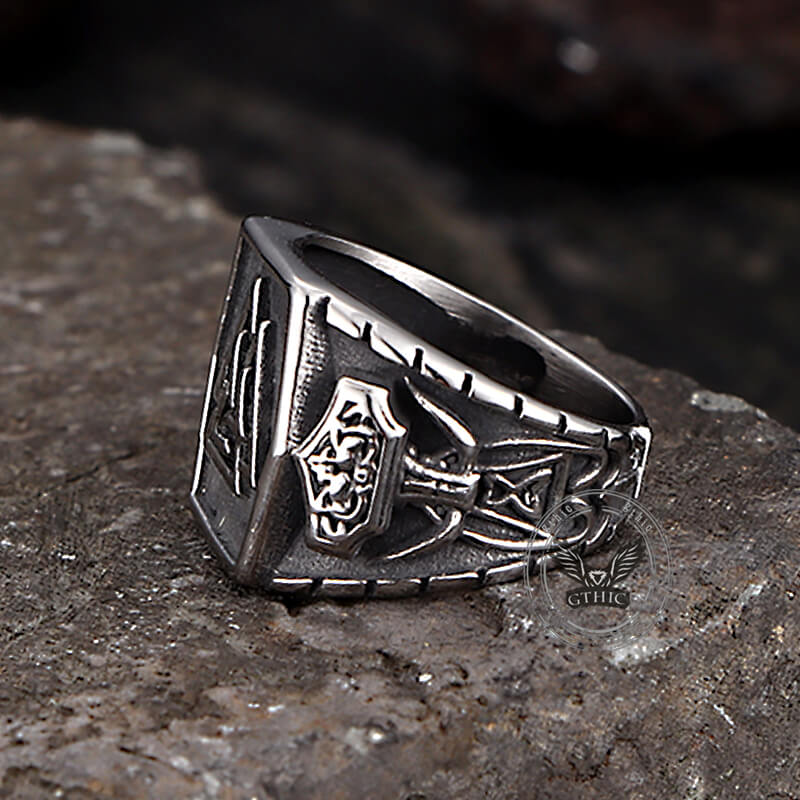 Retro Valknut Odin Triangle Stainless Steel Viking Ring