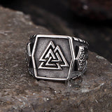Retro Valknut Odin Triangle Stainless Steel Viking Ring