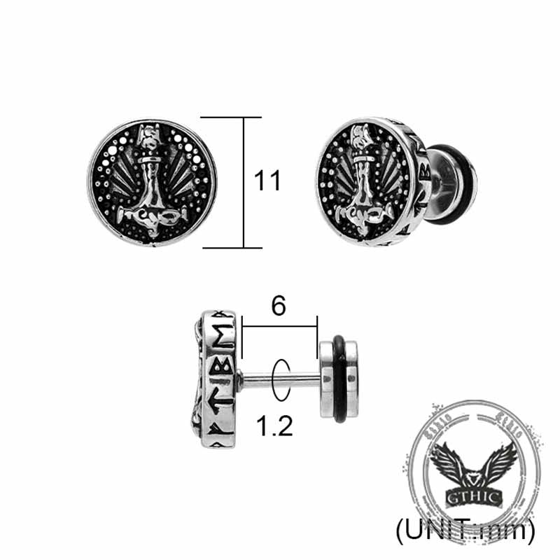 Retro Viking Pattern Stainless Steel Stud Earrings