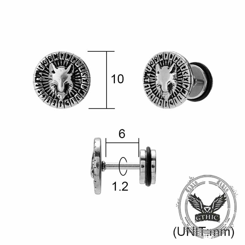 Retro Viking Pattern Stainless Steel Stud Earrings