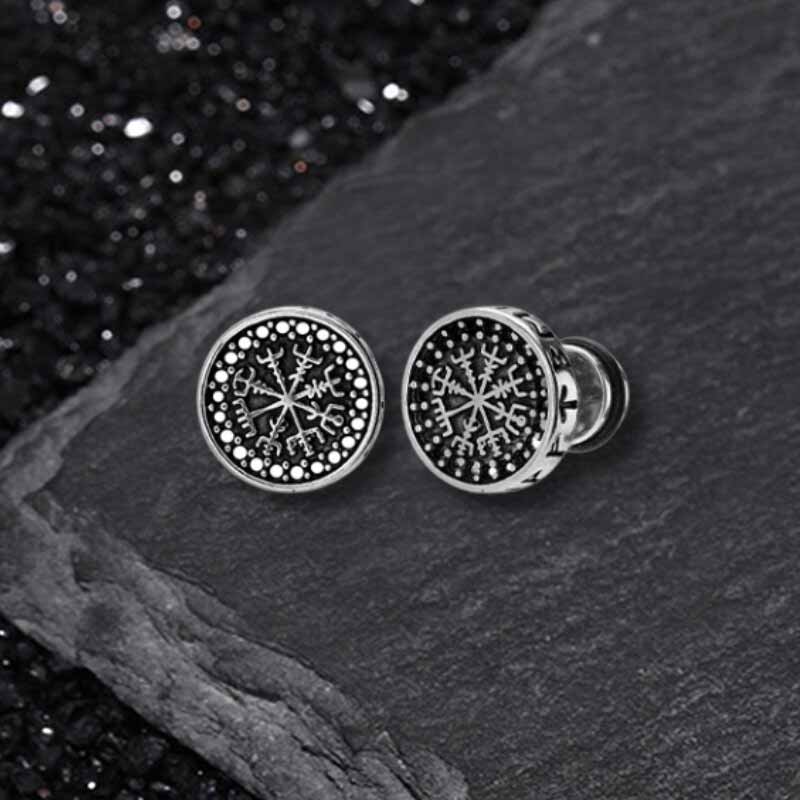 Retro Viking Pattern Stainless Steel Stud Earrings