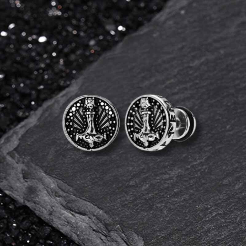 Retro Viking Pattern Stainless Steel Stud Earrings