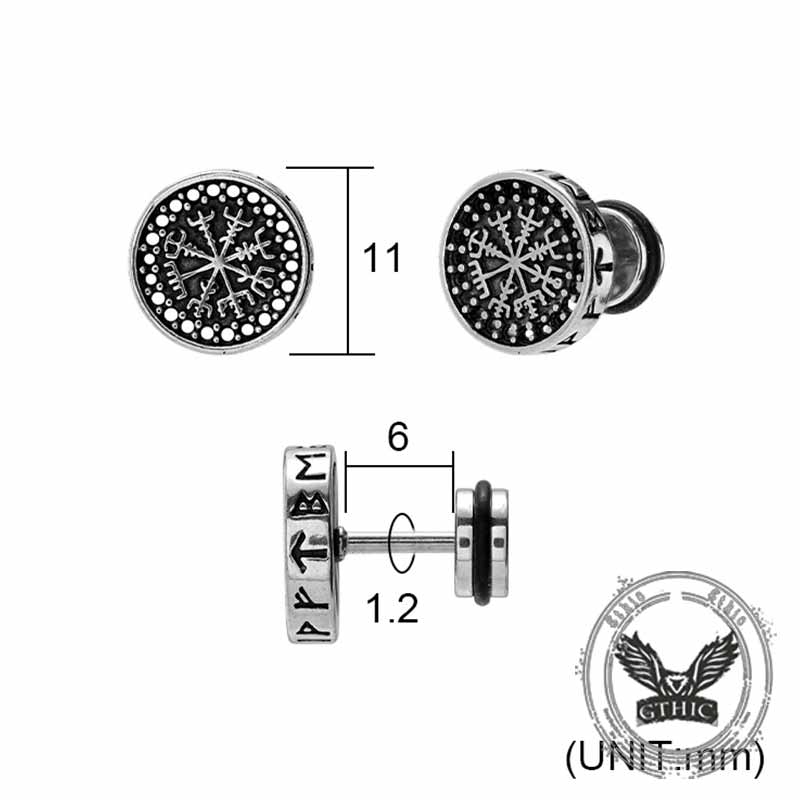 Retro Viking Pattern Stainless Steel Stud Earrings