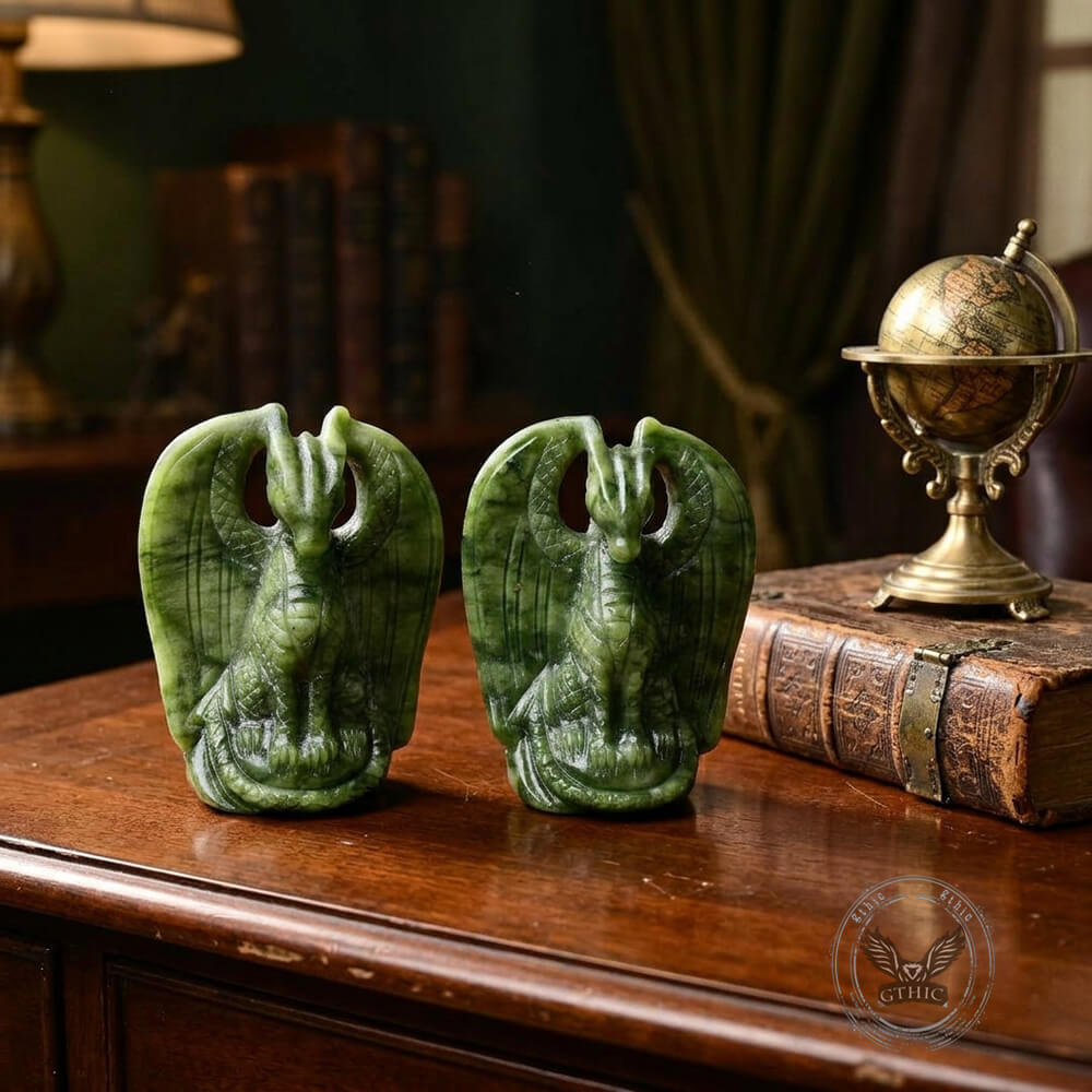 Retro Western-Style Dragon Crystal Xiuyan Jade Figurine | Gthic.com