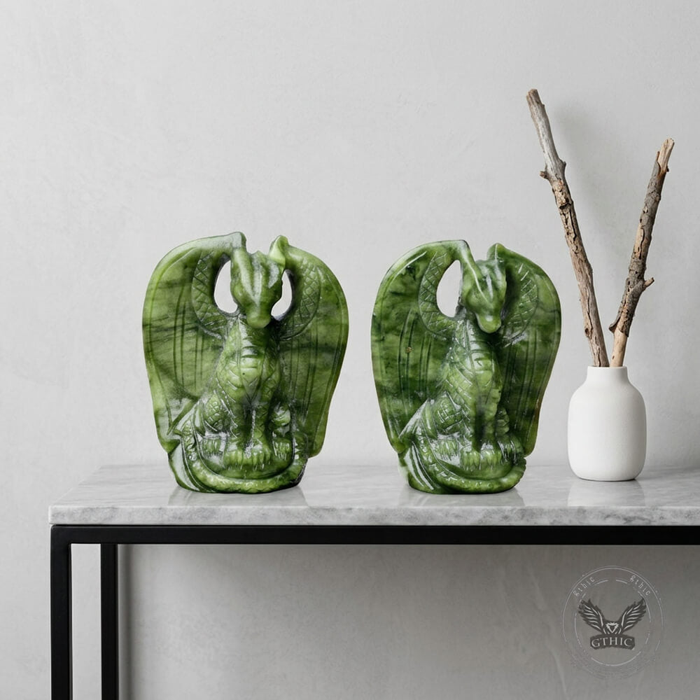 Retro Western-Style Dragon Crystal Xiuyan Jade Figurine | Gthic.com