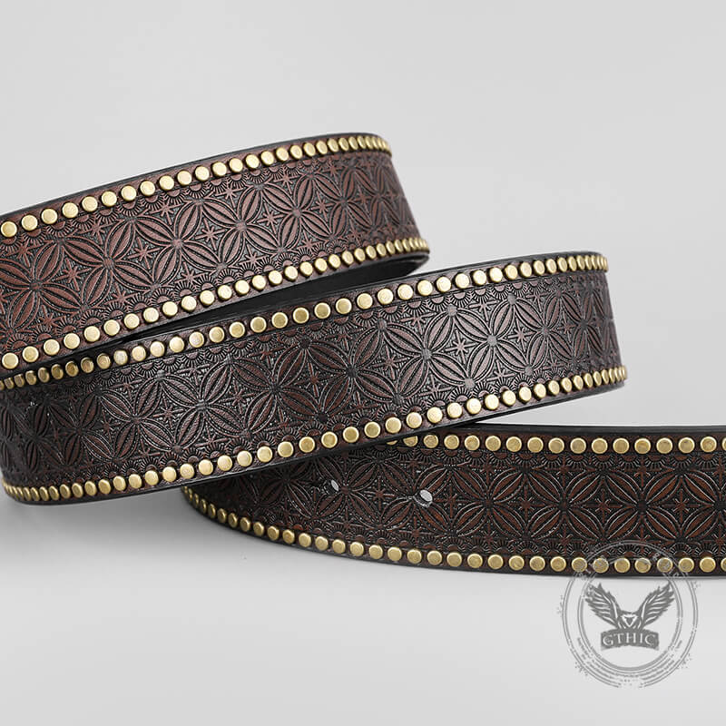 Retro Western Cowboy Bull Relief Pattern PU Leather Belt
