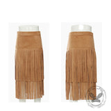 Retro Wild West Cowboy-Style Fringe Midi Skirt