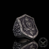 Retro Winged Skull Shield Cross Sterling Silver Ring