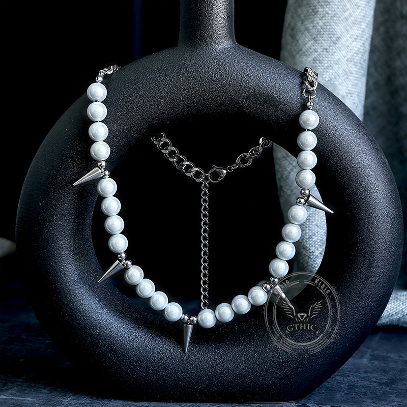 Rivet Pearl Stainless Steel Necklace