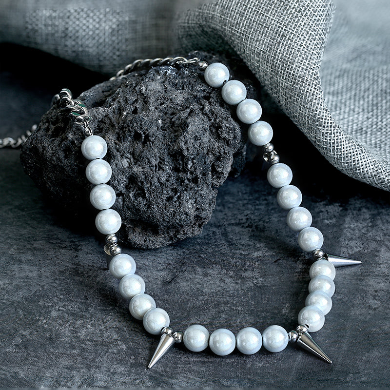 Rivet Pearl Stainless Steel Necklace