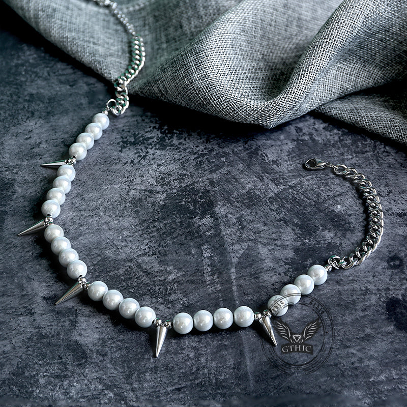 Rivet Pearl Stainless Steel Necklace