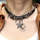 Rivet Skull Star Alloy Choker Necklace