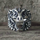 Roaring Tyrannosaurus Rex Skull Sterling Silver Ring | Gthic.com
