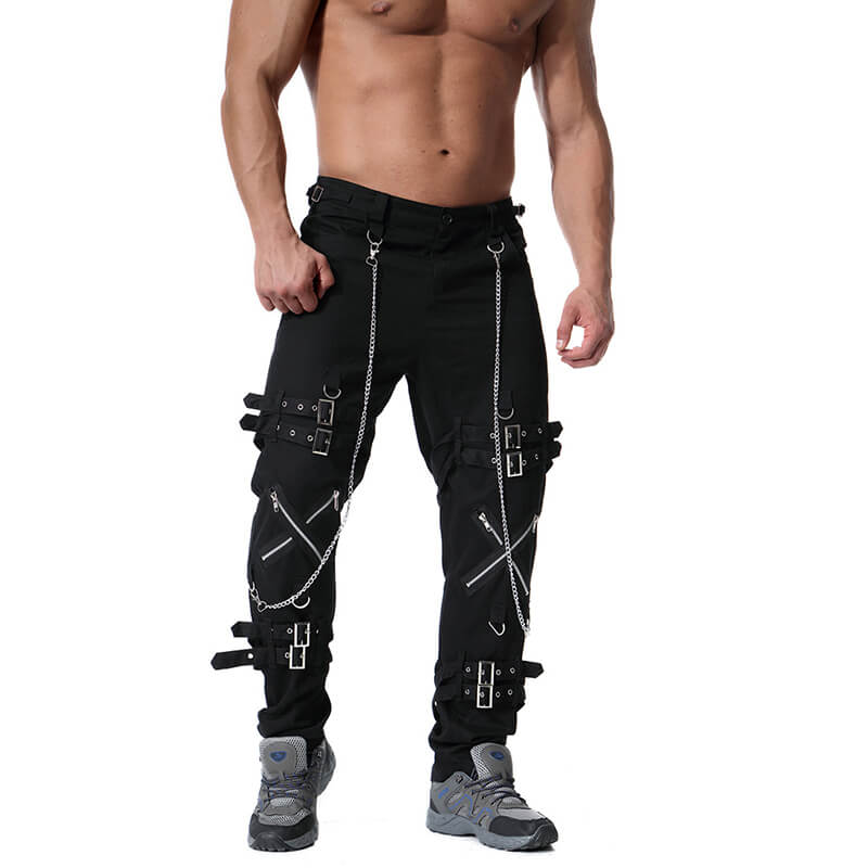 Rock Chain-Embellished Cotton Cargo Pants | Gthic.com