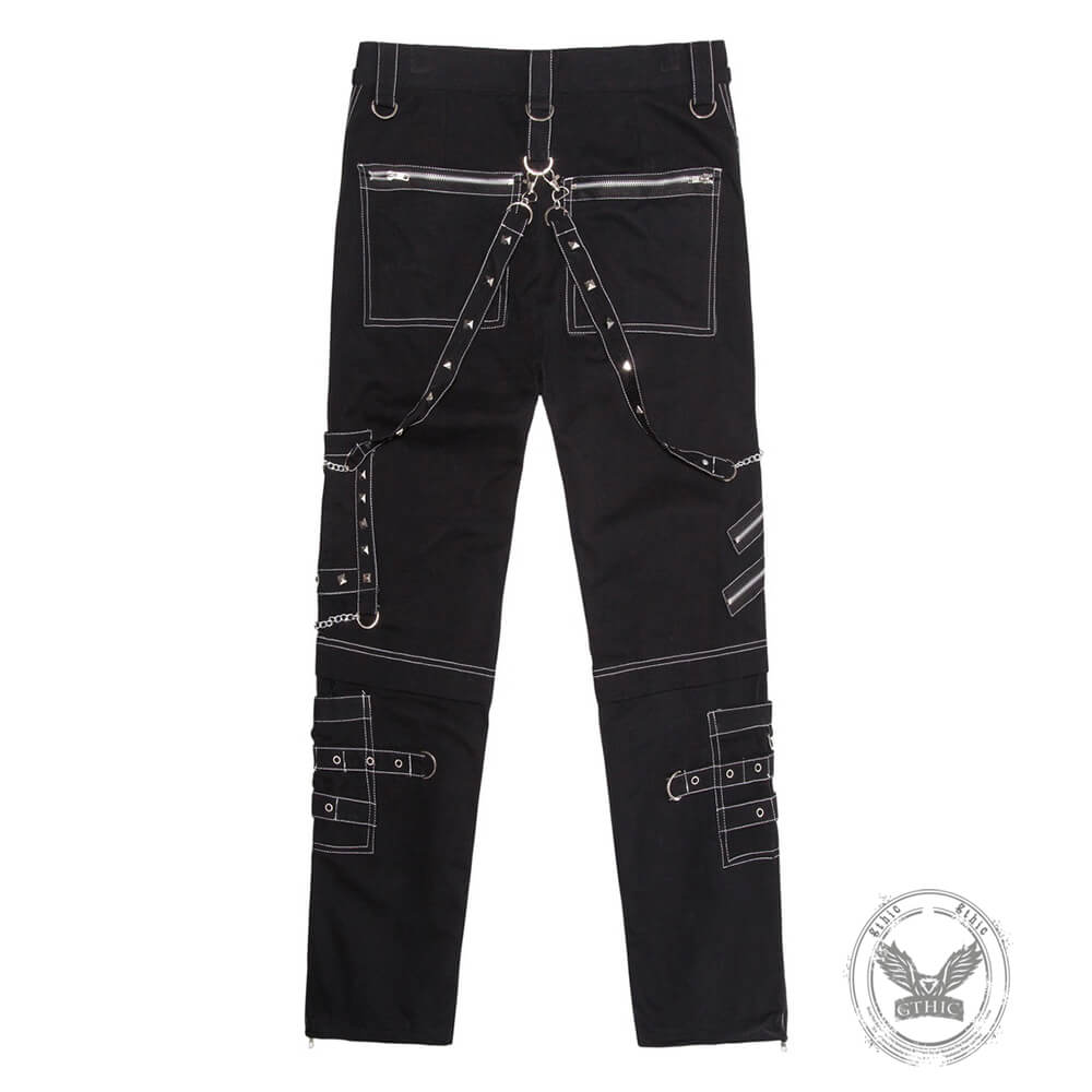 Rock Chain-Embellished Cotton Cargo Pants