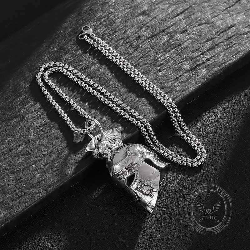 Roman Warrior Helmet Stainless Steel Bell Pendant | Gthic.com