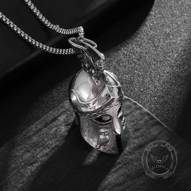Roman Warrior Helmet Stainless Steel Bell Pendant | Gthic.com