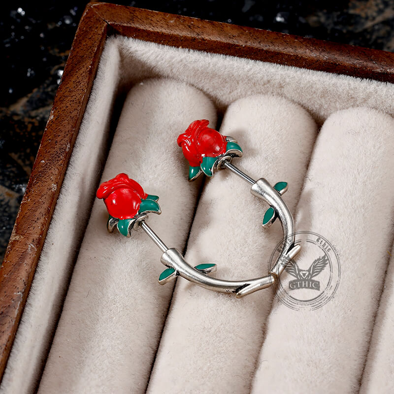 Rose Buds Stainless Steel Piercing Earrings | Gthic.com