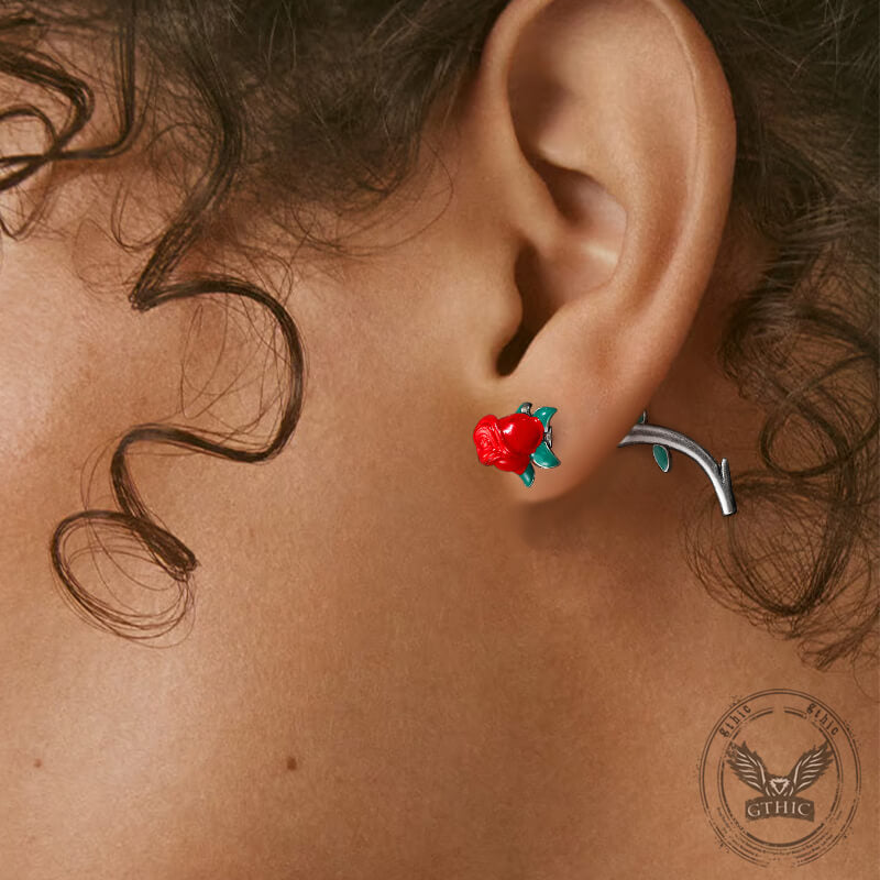 Rose Buds Stainless Steel Piercing Earrings | Gthic.com