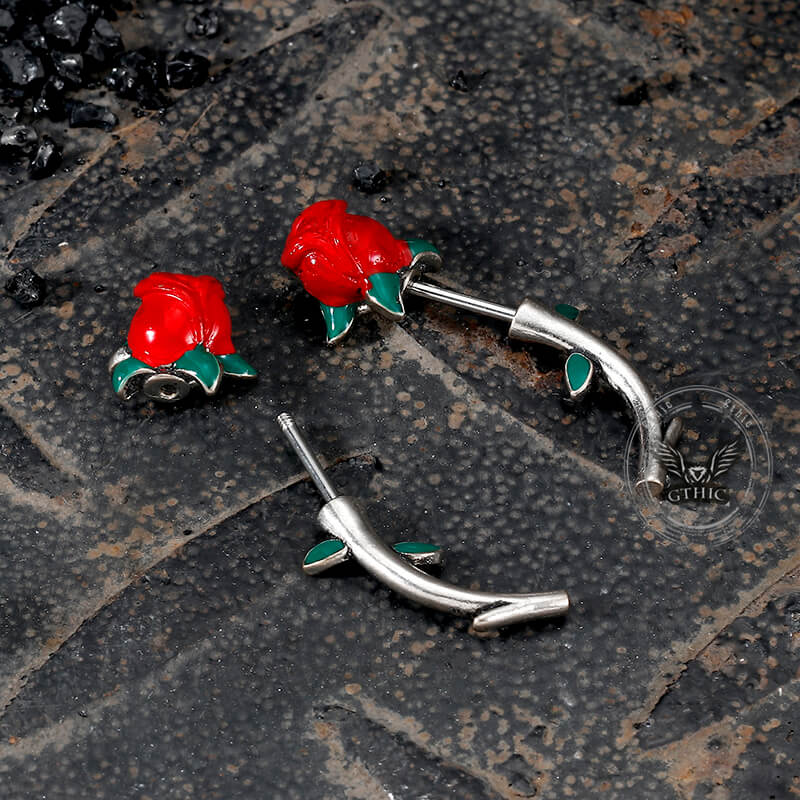 Rose Buds Stainless Steel Piercing Earrings | Gthic.com