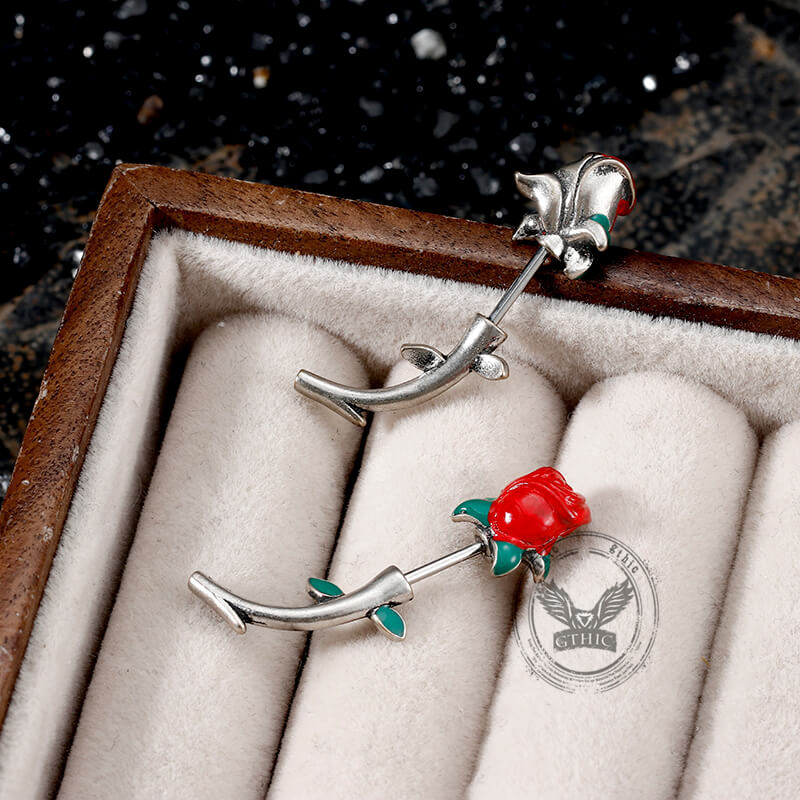 Rose Buds Stainless Steel Piercing Earrings | Gthic.com