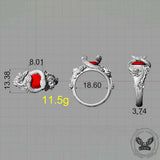 Rose Double Snake Entwined Gem Sterling Silver Ring