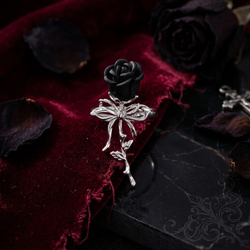 Rose Flower Design Alloy Open Ring
