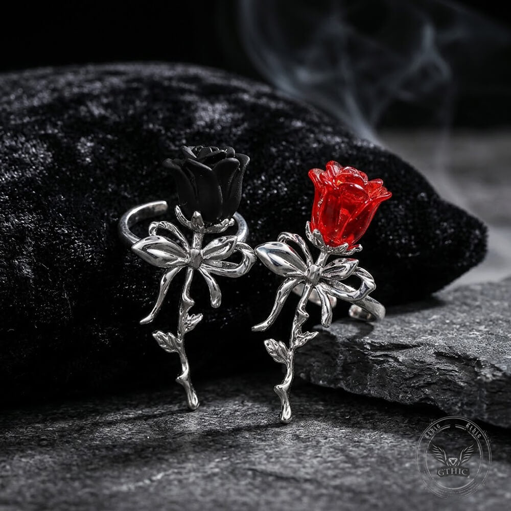 Rose Flower Design Alloy Open Ring | Gthic.com