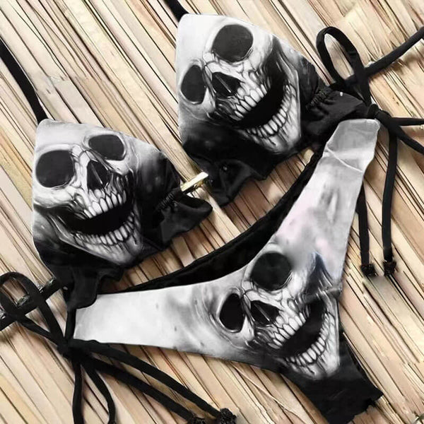 Rose Skull Print Gothic Bikini Set | Gthic.com