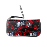 Rose Skull PU Leather Gothic Clutch Wallet | Gthic.com