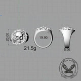 Rose Skull Sterling Silver Gothic Ring