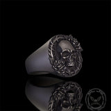 Rose Skull Sterling Silver Gothic Ring | Gthic.com