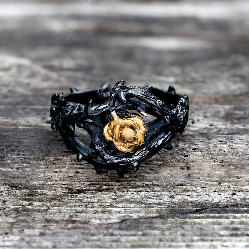 Rose Thorns Stainless Steel Gothic Ring | Gthic.com