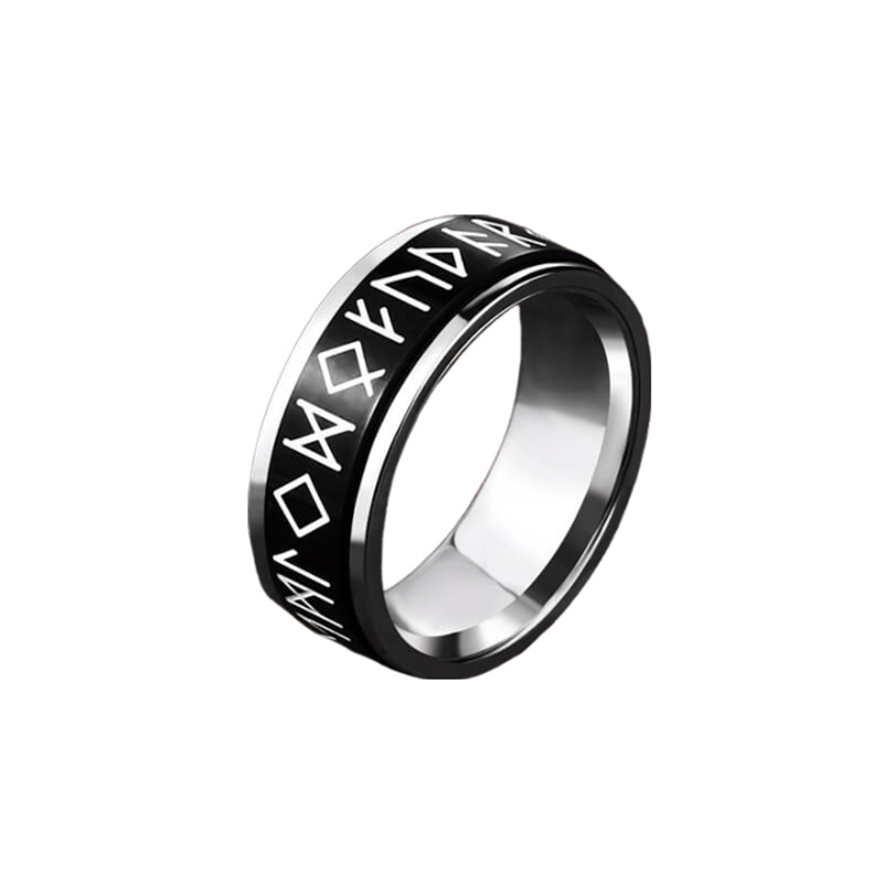 Runes Stainless Steel Spinner Ring